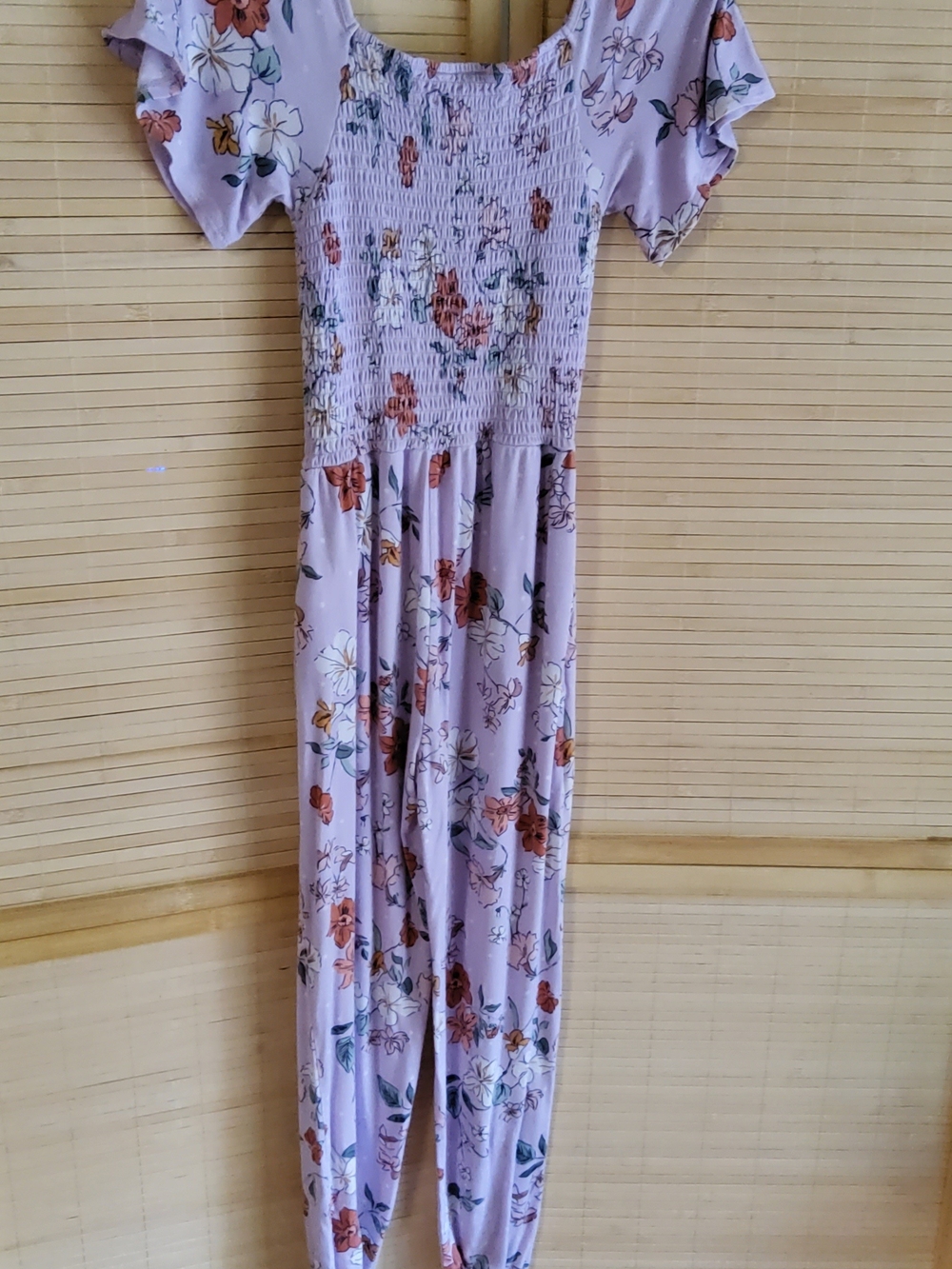 Bailey Lane Girl's Lavender Floral Smocked Jumpsuit w/pockets